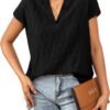 SweatyRocks Women's Summer Dressy Casual Blouse Short Sleeve V Neck Wo...
