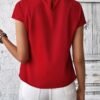 SweatyRocks Women's Cap Sleeve Cut Out Blouses Casual Solid Plain Twis... - Image 2