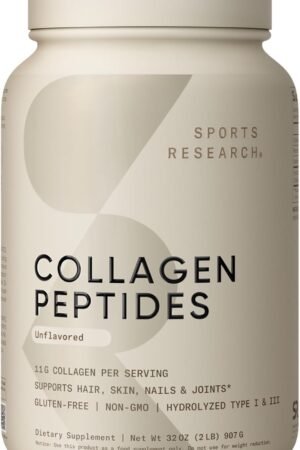 Sports Research Collagen Peptides - Hydrolyzed Type 1 & 3 Collagen Powder Protei...