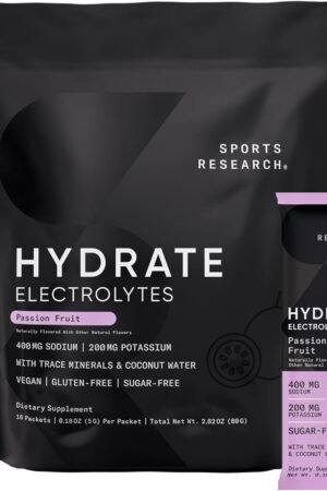 Sports Research Hydrate Electrolytes Powder Packets - Sugar-Free & Naturally Fla...