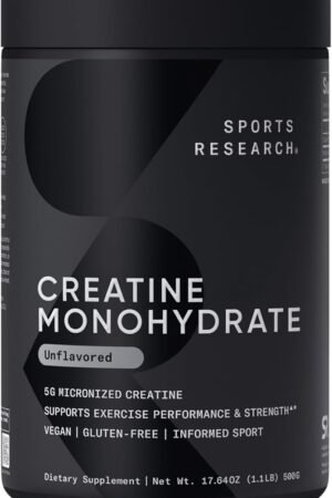 Sports Research Creatine Monohydrate - Gain Lean Muscle, Improve Performance and...