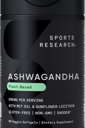 Sports Research® Ashwagandha Softgels with Coconut MCT Oil - Natural Adaptogen M...