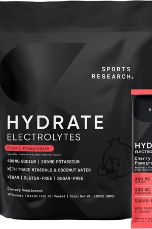 Sports Research Hydrate Electrolytes Powder Packets - Sugar-Free & Naturally Fla...