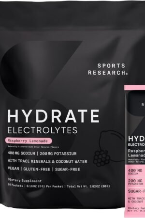 Sports Research® Hydrate Electrolytes Powder Packets - Sugar-Free & Naturally Fl...