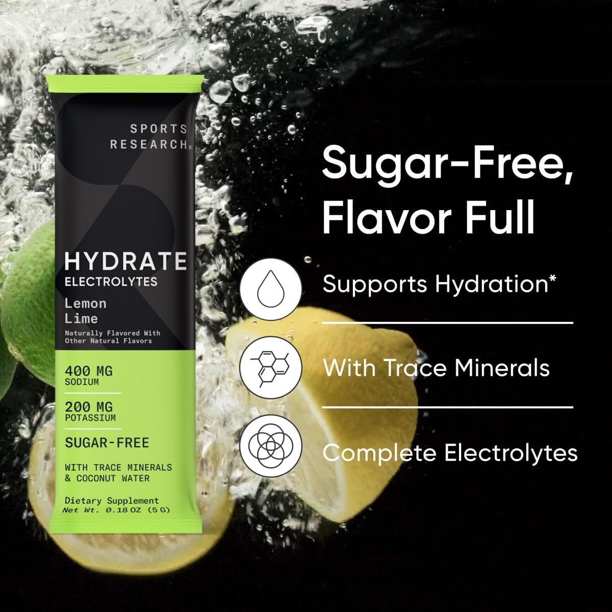 Sports Research Hydrate Electrolytes Powder Packets - Sugar-Free & Naturally Fla... - Image 4